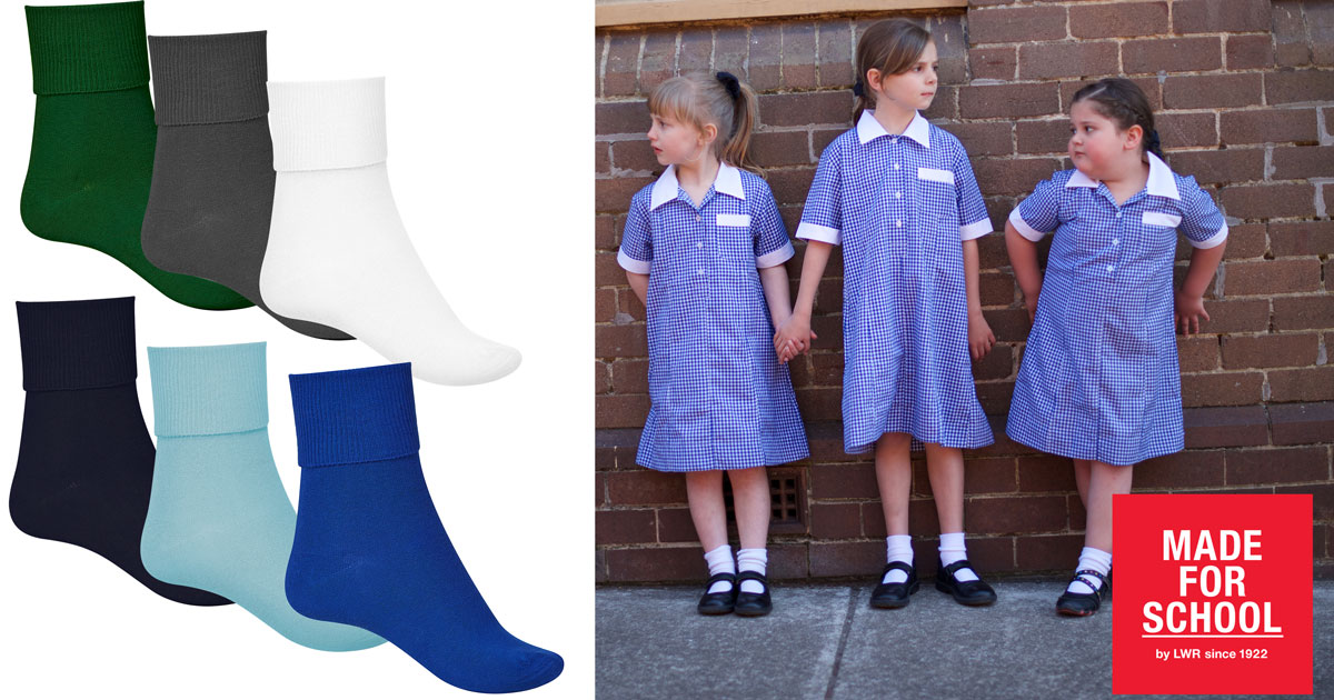 MadeForSchoolAU's tweet photo. Classic turnover styling with our Howitt ankle socks. 
Available in 6 great colours and 3 size ranges, there's some for every child.  Buy online; https://t.co/ZzPD8bPKKJ #SchoolSocks #KidsSchoolUniforms #SchoolUniformsOnline #MadeForSchool https://t.co/96rXV3UY5X