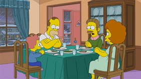 Homer se empieza a quedar calvo con 34 años, e intenta arreglarlo con esta cortinilla de mierda. Nace Todd Flanders, aunque ya existía cuando los Simpson se mudaron a Evergreen Terrace. El espacio-tiempo se rompe. Dios no existe. Bart se siente celoso de que Lisa sea tan lista.
