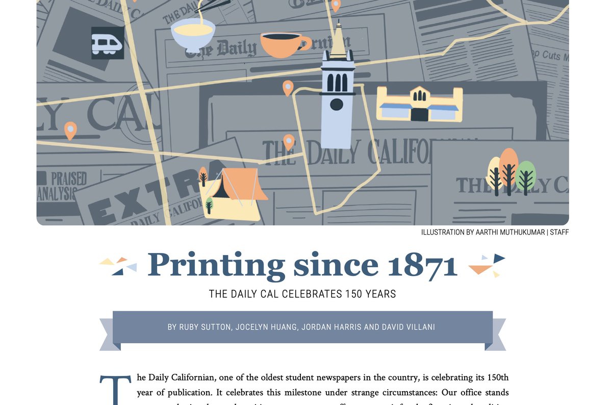 DailyCalDonate's tweet photo. For the past 150 years The Daily Californian has been covering UC Berkeley, the city of Berkeley and the entire UC system. Don't miss our look back on where we've been  and where we are going in our anniversary edition https://t.co/yuAD1eCTIa https://t.co/VRa4fOGmoW