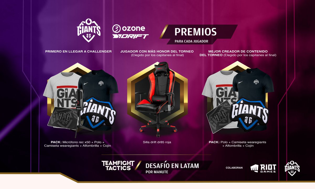 DesafiosManute's tweet photo. PREMIOS DESAFIO EN LATAM 3/4 🎁

 - Primero en alcanzar challenger 🥇

 - Jugador con mas honor del torneo 🧐

 - Mejor creador de contenido del torneo 🕺

Gracias @ozonegaming @DRIFTgamingeu @GiantsGaming https://t.co/nqo49i6cBn
