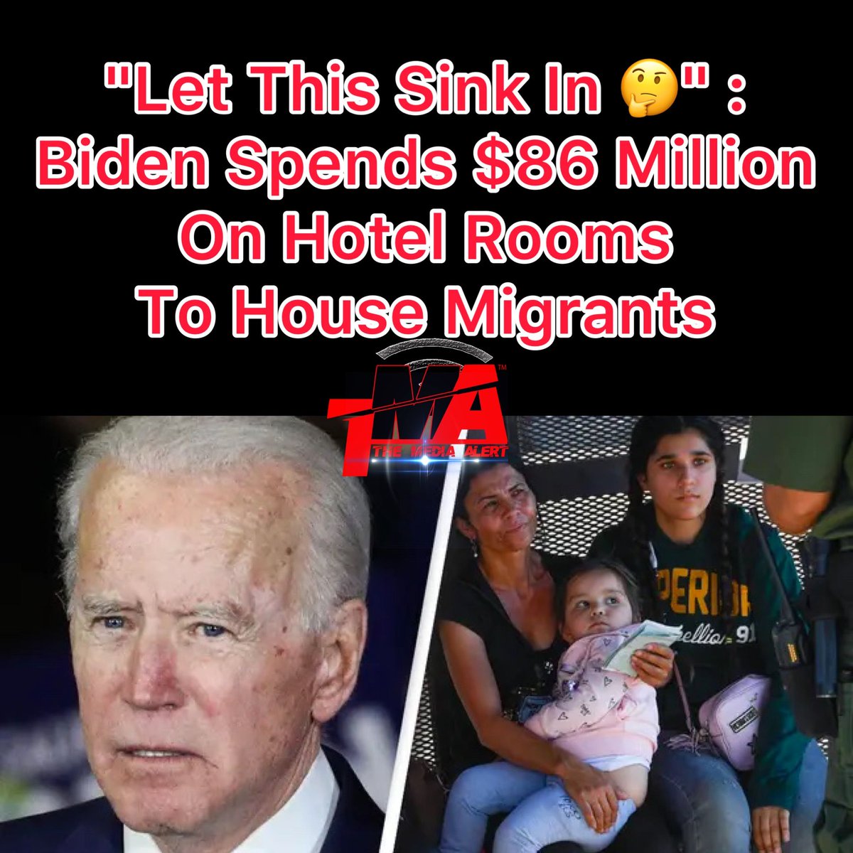 themediaalert's tweet photo. "Let This Sink In 🤔" : Biden Spends $86 Million On Hotel Rooms To House Migrants https://t.co/VfrTXibNKV https://t.co/Z5TEK8NNwU