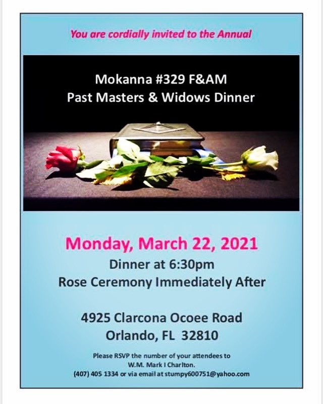 Mokanna329's tweet photo. We will be holding our Past Masters and Widows dinner and rose ceremony tomorrow evening. Dinner is at 630pm, Rose Ceremony starts at 730pm.  This dinner and ceremony is open to all members, ladies, and guests. #masons #mokanna #roseceremony #vasanrt https://t.co/SqTKKFqvpH