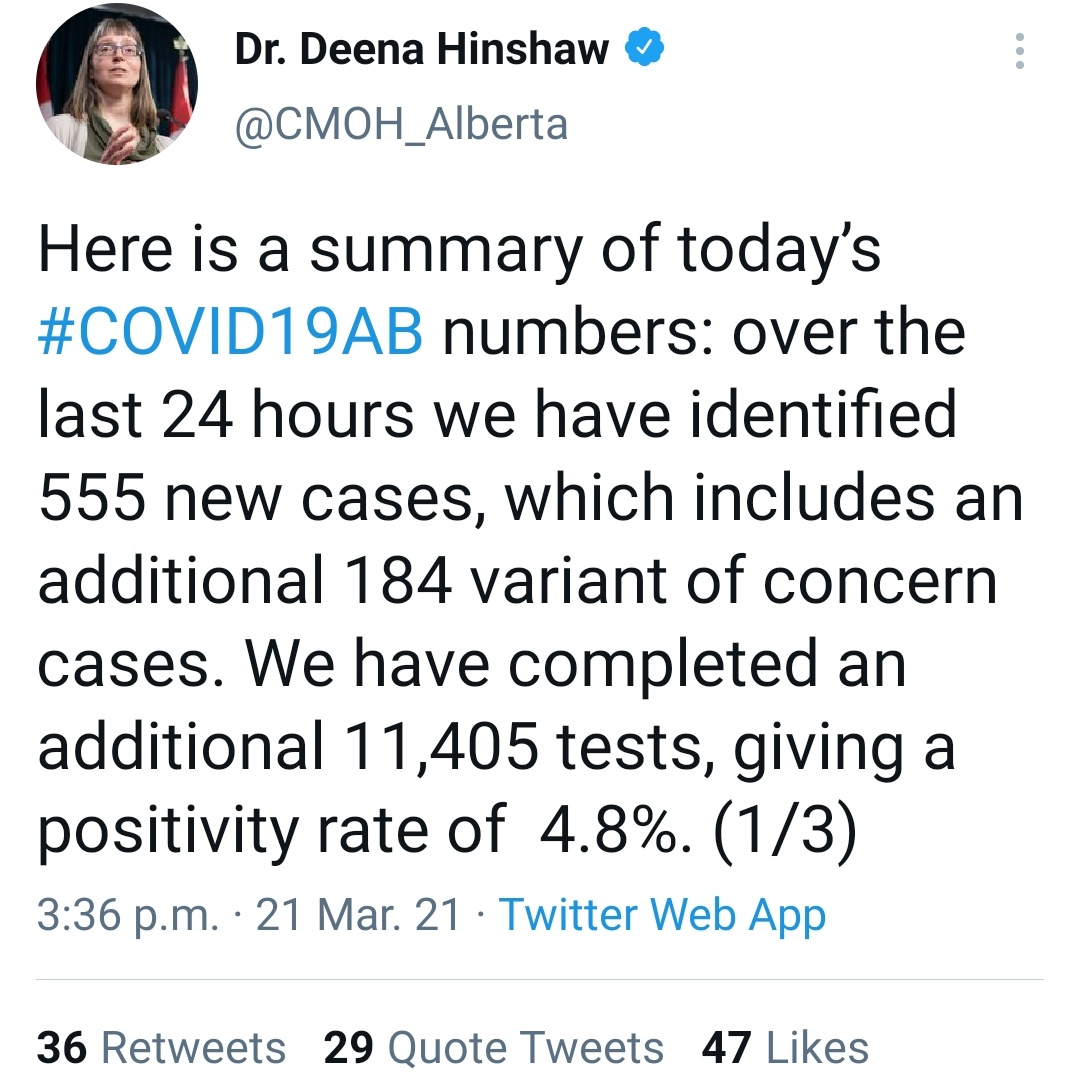 jeffsamsonow's tweet photo. Alberta has more #CovidVariants than anywhere in Canada. B117 cases have doubled since last weekend. #ThirdWaveAB has begun before anyone in charge has even considered acting. https://t.co/75r8yZ4hj4
