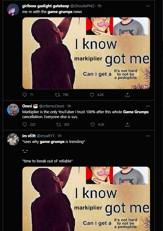 mementomark's tweet photo. y'all see the problem? why are we dragging mark into this? ''markiplier is the only youtuber i trust'' let's not talk about mark, this isn't about him. let's focus on the problem, instead of jumping to other creators because 'everyone else is sus' what the fuck 🧍 https://t.co/xb8LAxAQCd