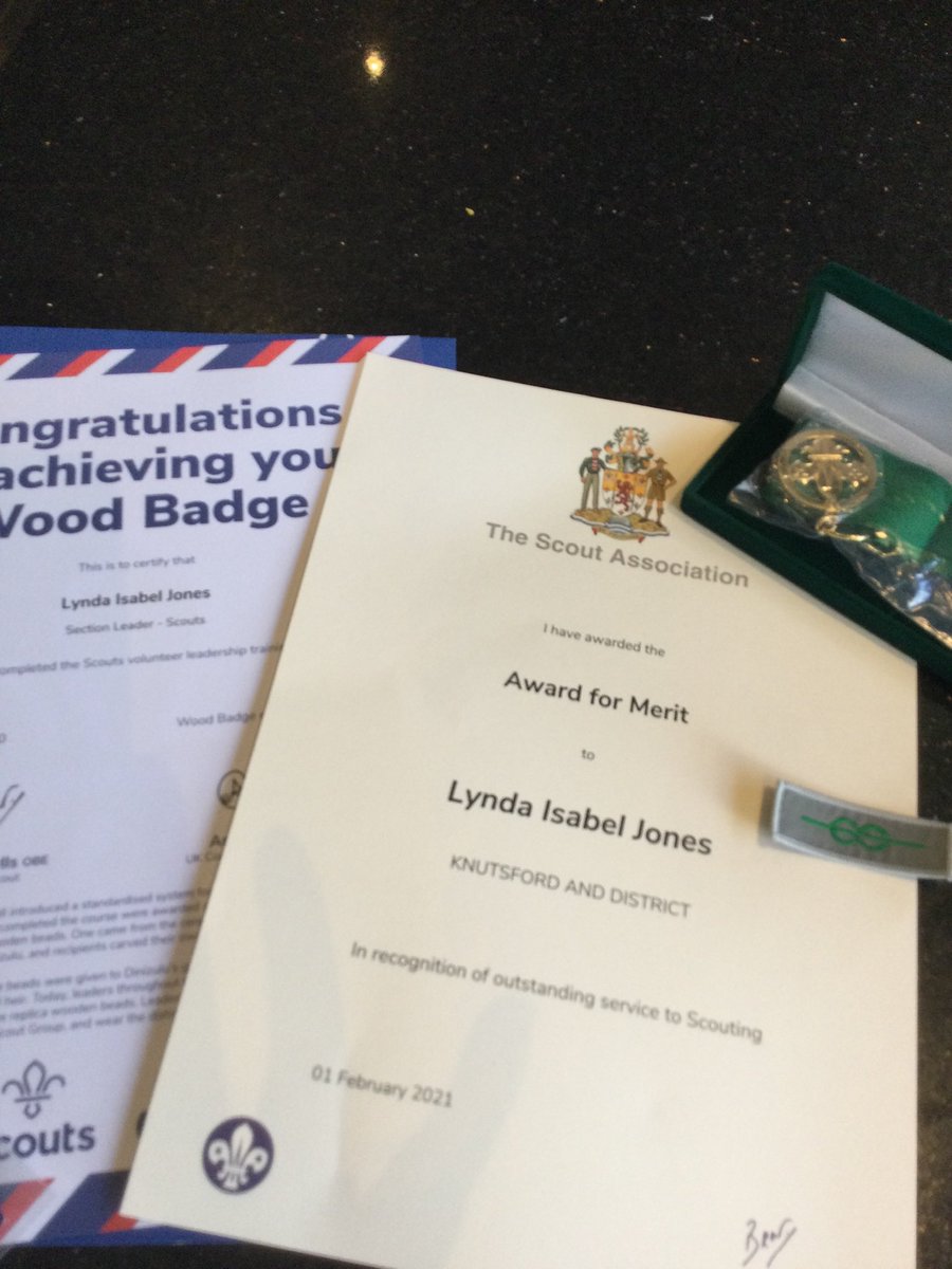 lynda2ndknuts's tweet photo. So very proud to be a Scout. Got my wood badge and an Award for Merit. Thank you everyone. Togetherness can do this @KnutsfordScouts #scoutinguk https://t.co/M3FDKS1wgY