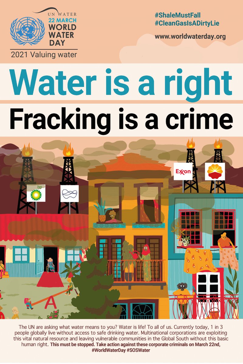 ShaleMustFall's tweet photo. The costs of water contamination &amp; depletion are externalised by #fracking companies - frontline communities risk their health and livelihoods while dirty industries profit. #WorldWaterDay #CleanGasisaDirtyLie #WaterIsLife 
#SOSWater https://t.co/vBqHKiK7Nj