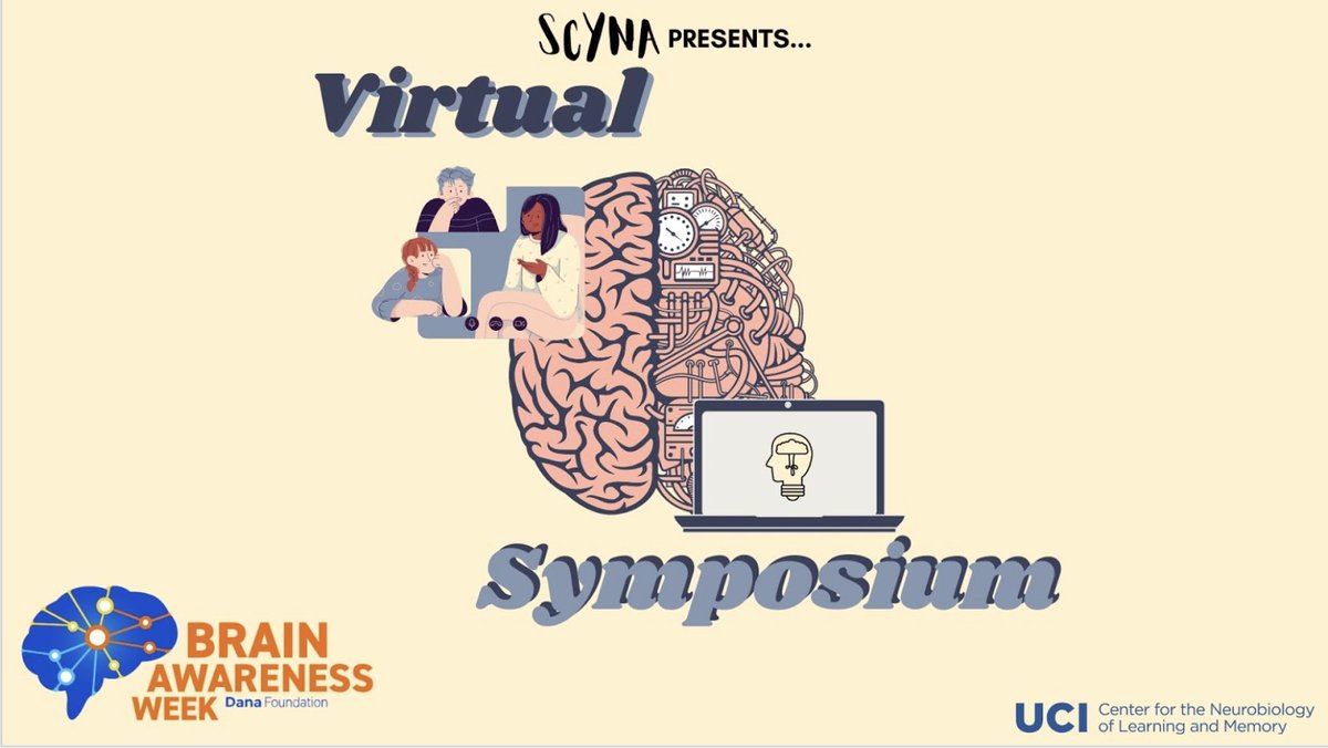 Happening now in celebration of #BrainAwarenessWeek: <a href="/scyna_uci/">scyna🧠</a> Virtual Symposium. 30 high schoolers presenting on various neuroscience topics including neurodegenerative diseases, addiction, neuroplasticity and learning, neurotransmitters and synapses and more! <a href="/dana_fdn/">Dana Foundation🧠</a>