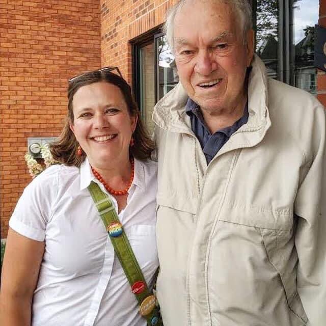 EmilieTaman's tweet photo. I’m sure I have a better pic of us somewhere (one where I look less dishevelled) but here we are one day in the summer of 2019 when I knocked on Ed’s door while canvassing in #OttawaCentre. Happy birthday Ed! #Ed85 https://t.co/p9TF3AoBYv