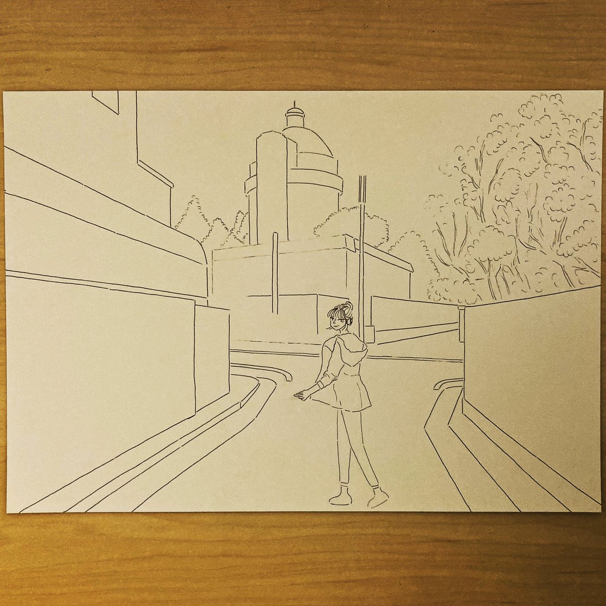 Sakki ラフ 下絵 制作中 線画 ペン画 ミリペン アナログ 風景画 Sakki ラフ 下絵 制作中 線画 ペン画 ミリペン アナログ 風景画