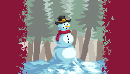 Flinigan6's tweet photo. This snowman's just chilling. (haha)

#pixelart #art https://t.co/FslG1B2EMY