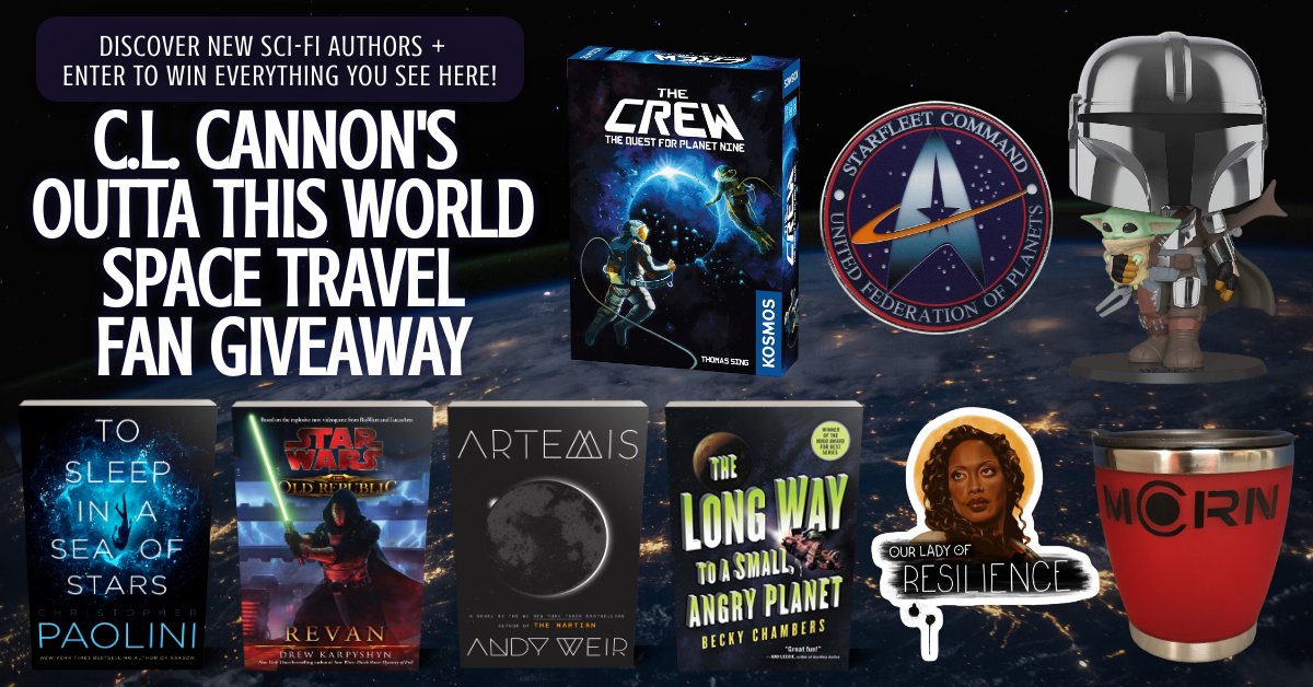 CLCannonAuthor's tweet photo. 🪐Fans of all things #Scifi, this giveaway is for you!​​​
Enter: https://t.co/Ye4waaY7vl 🛸
👨‍🚀#Win #ToSleepInASeaOfStars, #StarWars Revan, #Artemis, #TheLongWayToASmallAngryPlanet, + #Mandalorian &amp; #BabyYoda Funko, #StarTrek charger, Crew game, #TheExpanse mug, &amp; #Firefly magnet https://t.co/7XqQ1QM2UU
