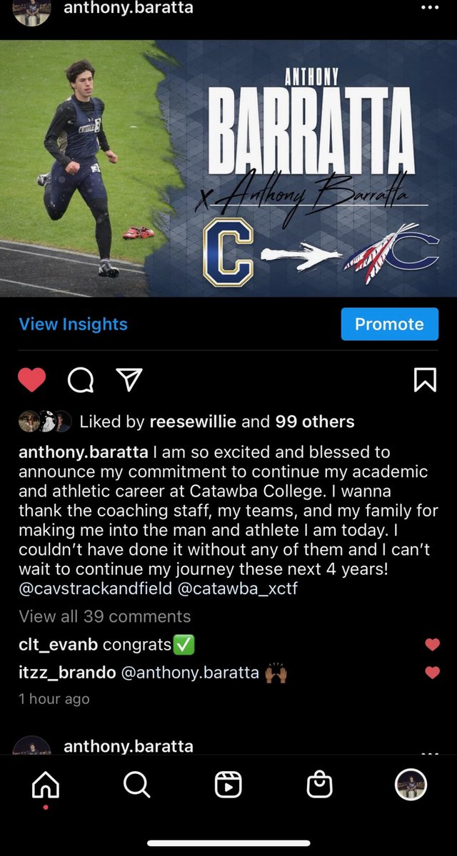 cuttytrack's tweet photo. Congratulations to Anthony Barratta on signing with Catawba to continue ie competing in track and field. We are all so proud of you. There aren’t many out there that work as hard as you. Senior year is going to be awesome!! @CHS_Cavs @jefferydstout @NCRunners @SCSportsReport https://t.co/1ZjCn7sP4z