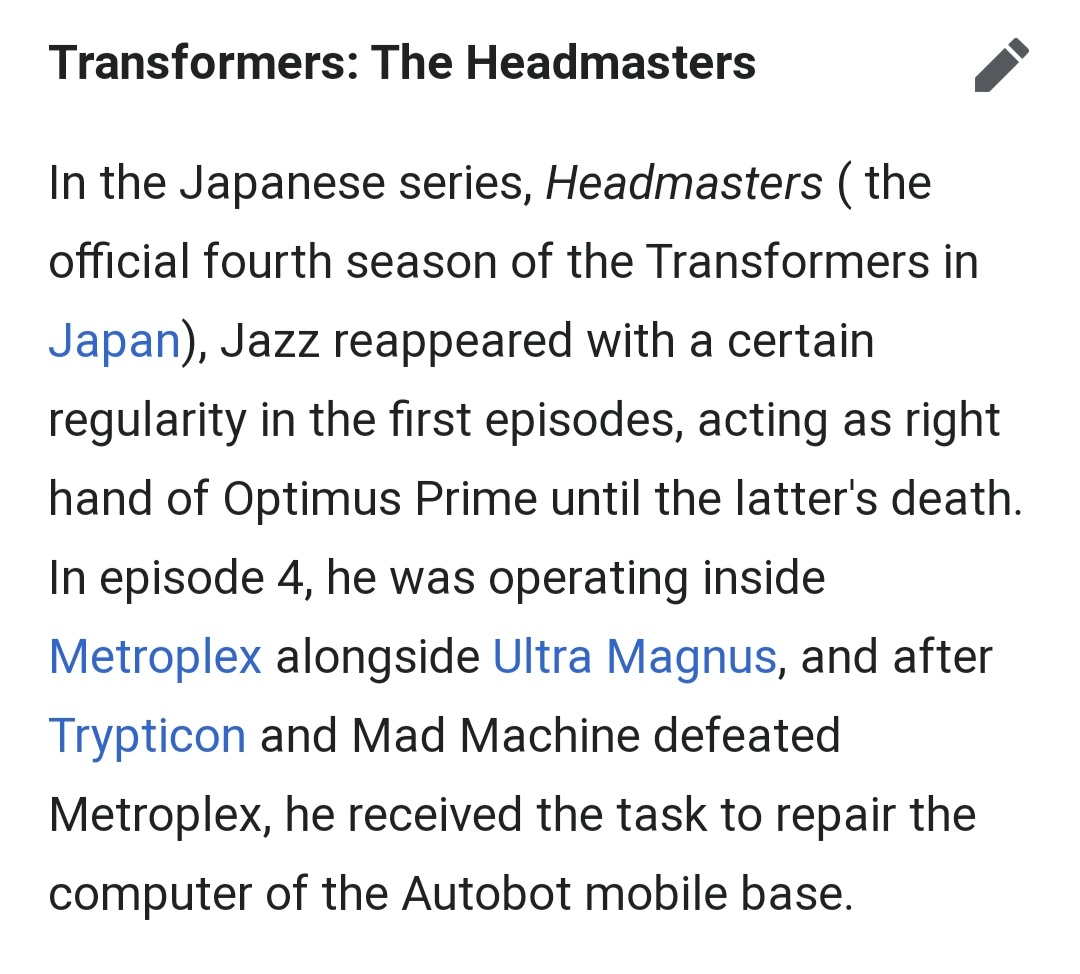 12. Scatman Crother started his Jazz (music) career at the age of 14. Wait, no, it was 15. Dang. 15-1=14 there you go.13. In The Headmasters Episode 4, Jazz fixes an Autobot computer. The most famous Autobot Computer is Teletraan-1. 1 and 4, 14??? Idk grasping at straws here