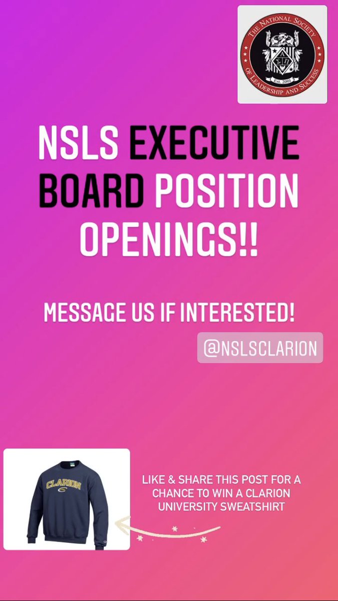 theNSLSClarion's tweet photo. Like and share to get a chance to win a clarion crew neck!! Get the word out for us!😊 https://t.co/9oQHMtZecL