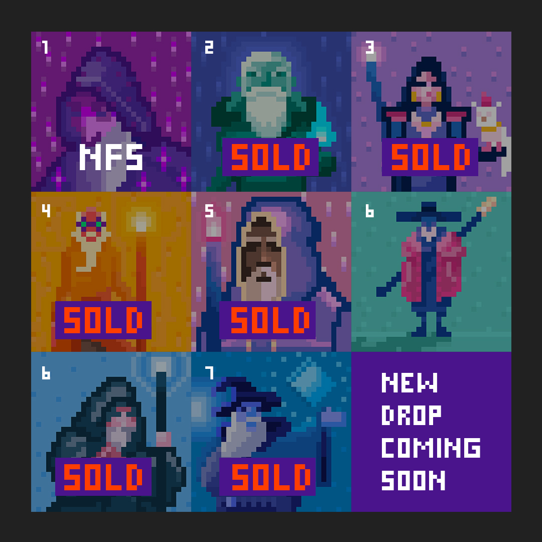 CryptoWizards1's tweet photo. @NFTPROMO 1st drop almost all sold out! Only one left! https://t.co/l8sqO998hu https://t.co/G8menGS0jy