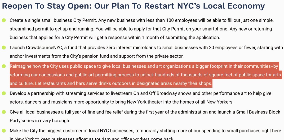 KGforNYC's tweet photo. Couldn't agree more, which is why my plan, #ReopentoStayOpen calls for unlocking our public spaces for local business &amp; art organizations. Let's build on the success of open streets and create new vibrant outdoor spaces to attract tourism &amp; drive recovery. https://t.co/BaIxaLlS71 https://t.co/bLrLeSaBbn