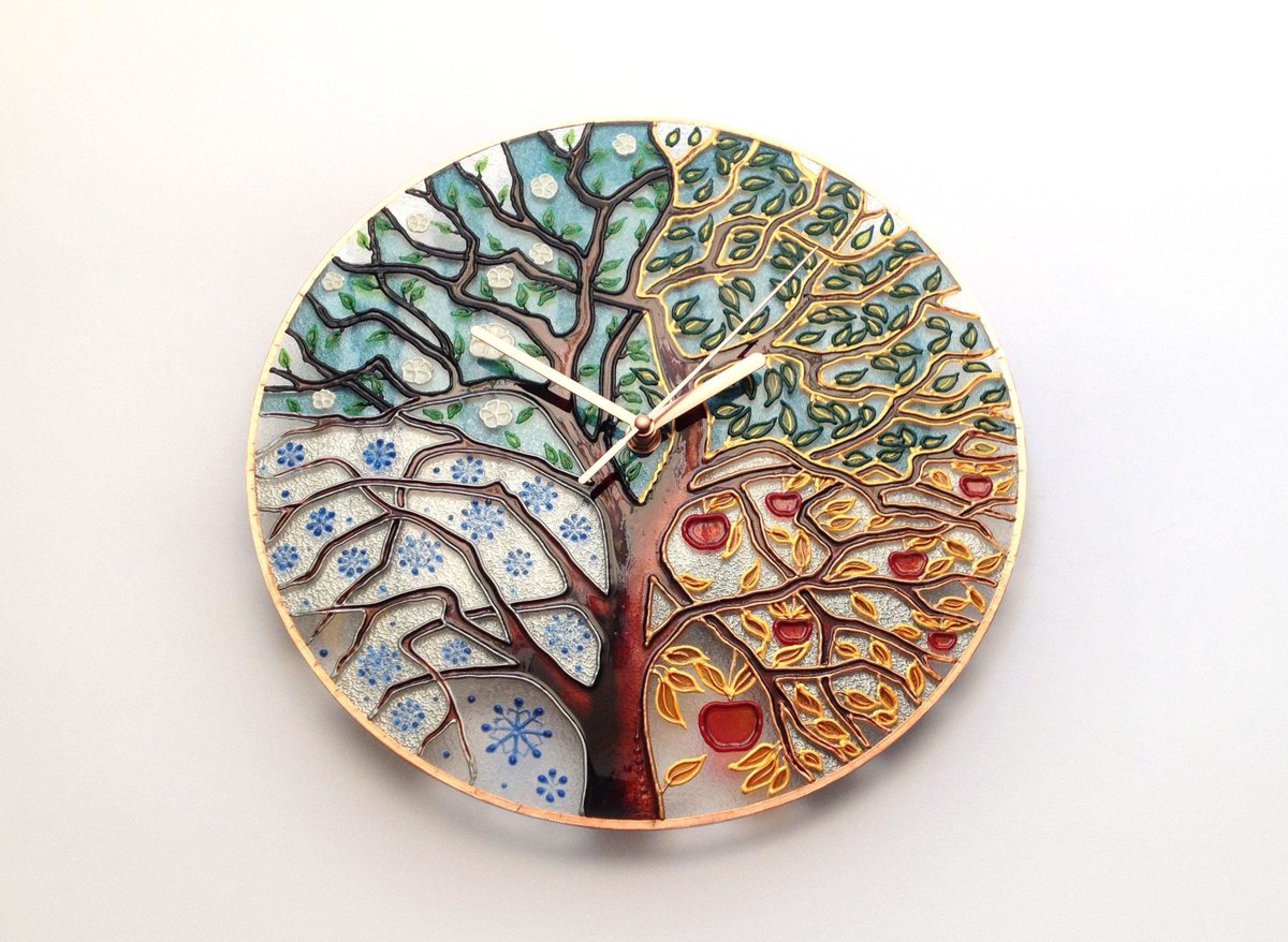 MuttiDahl's tweet photo. Really love this, from the Etsy shop milliartGlass. https://t.co/cFhhdC3HtK #etsy #largewallclock #uniquewallclock #glassclock #kitchenclock #modernhomedecor #treeclock #walldecoration #wallclock #glasspaintedart https://t.co/x2U8vnS5BD