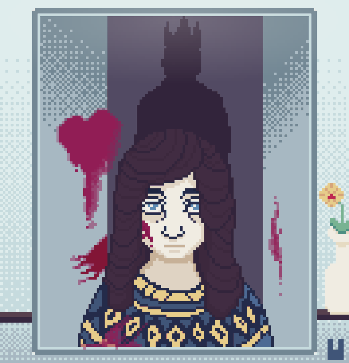 OneRabbitJelly's tweet photo. A queen by her own right. 

#ドット絵 #pixelart #pixelartist #aseprite #asepriteart #queenofhearts #horrorart https://t.co/2rsmADOPdD