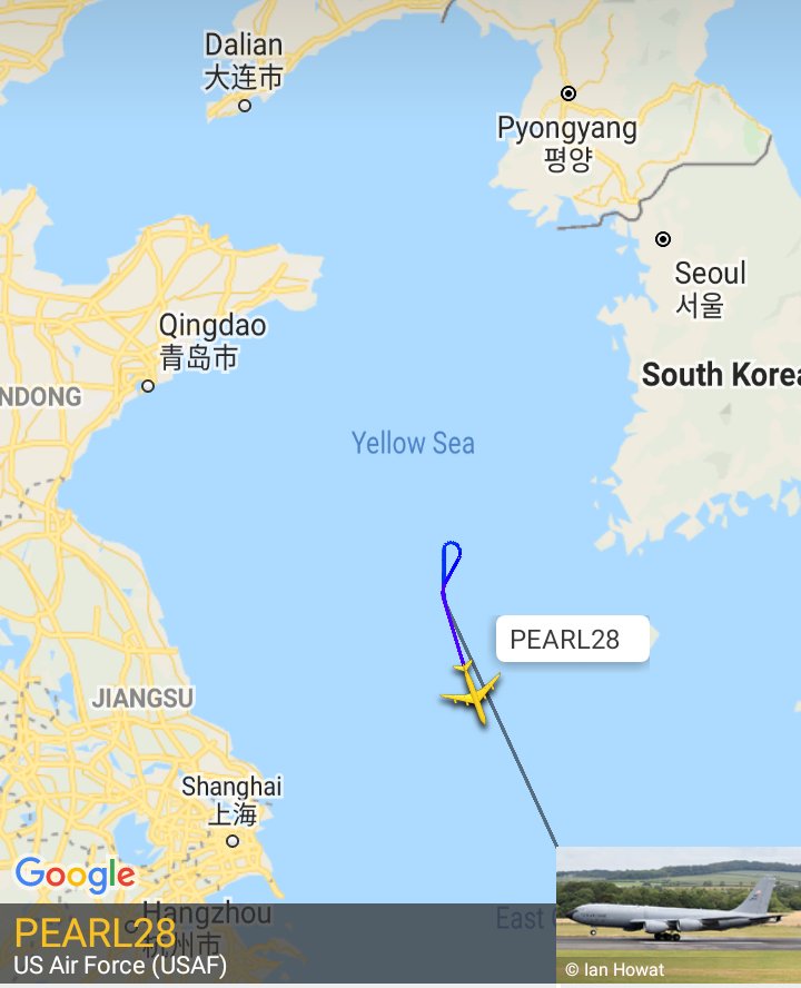Oceanworldfree's tweet photo. 🇺🇲 USAF PEARL28 59-1520 #AE07AA #YellowSea #EastChinaSea
KC-135T https://t.co/M2LMBLJTUG