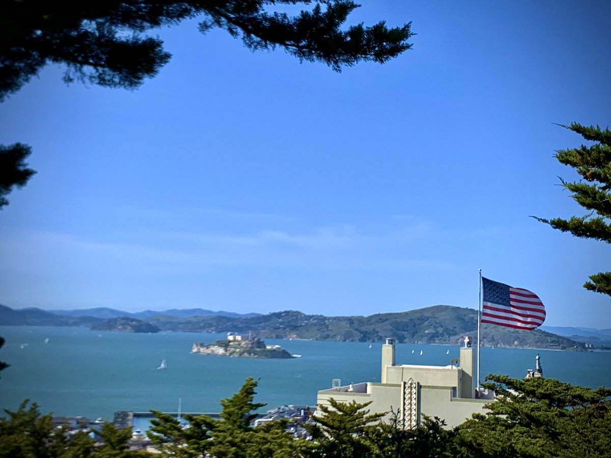 joelriddell's tweet photo. Lola is a bit tuckered out after touring the city - her favorite stop this afternoon? From #coittower we could see so much of #onlyinsf & beyond - #AlcatrazIsland #GoldenGatePrev w @robtmoon & #Lola #Dogsoftwiter #sfrecpark https://t.co/mFnLuBOQr1