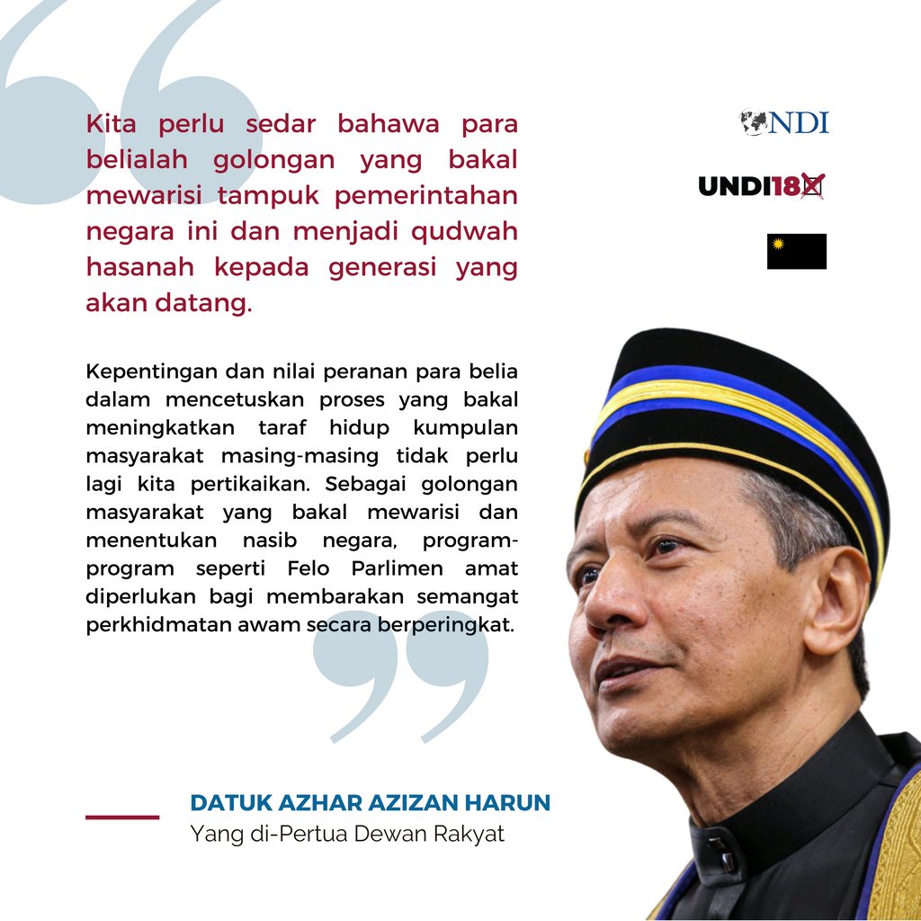 FeloParlimenMY's tweet photo. Majlis Pelancaran Felo Parlimen Malaysia telah diadakan buat julung kalinya secara maya dan program ini telah dirasmikan oleh Yang di-Pertua Dewan Rakyat, YB Datuk Azhar Azizan Harun bersama @TharmaPillai selaku Pengarah Bersama Undi 18.

#FeloParlimenMalaysia #Undi18 https://t.co/iujkXOprGN
