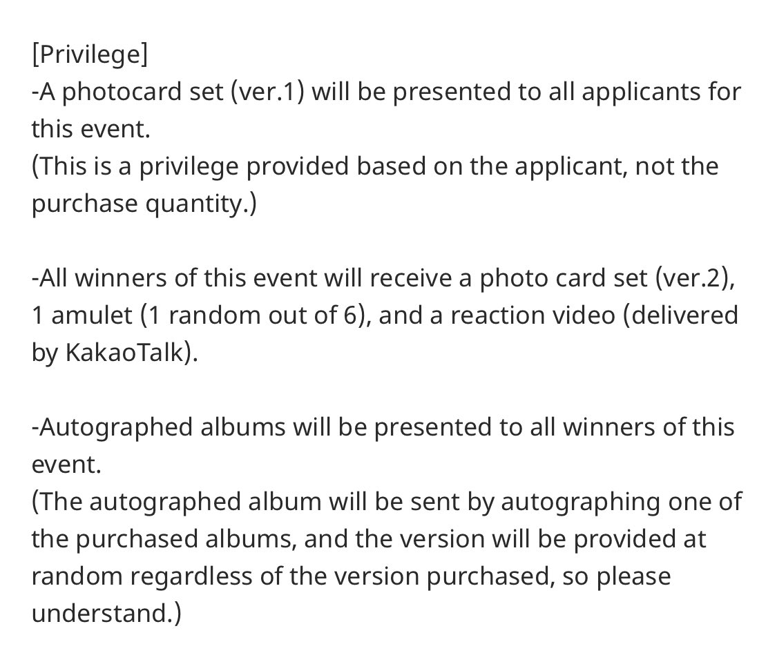  Music Korea (fansign event) 1 set of 6 pc PER applicant (not number of albums)  http://musickorea.com/Mobile/Product/Detail/view/pid/103677/cid/1890