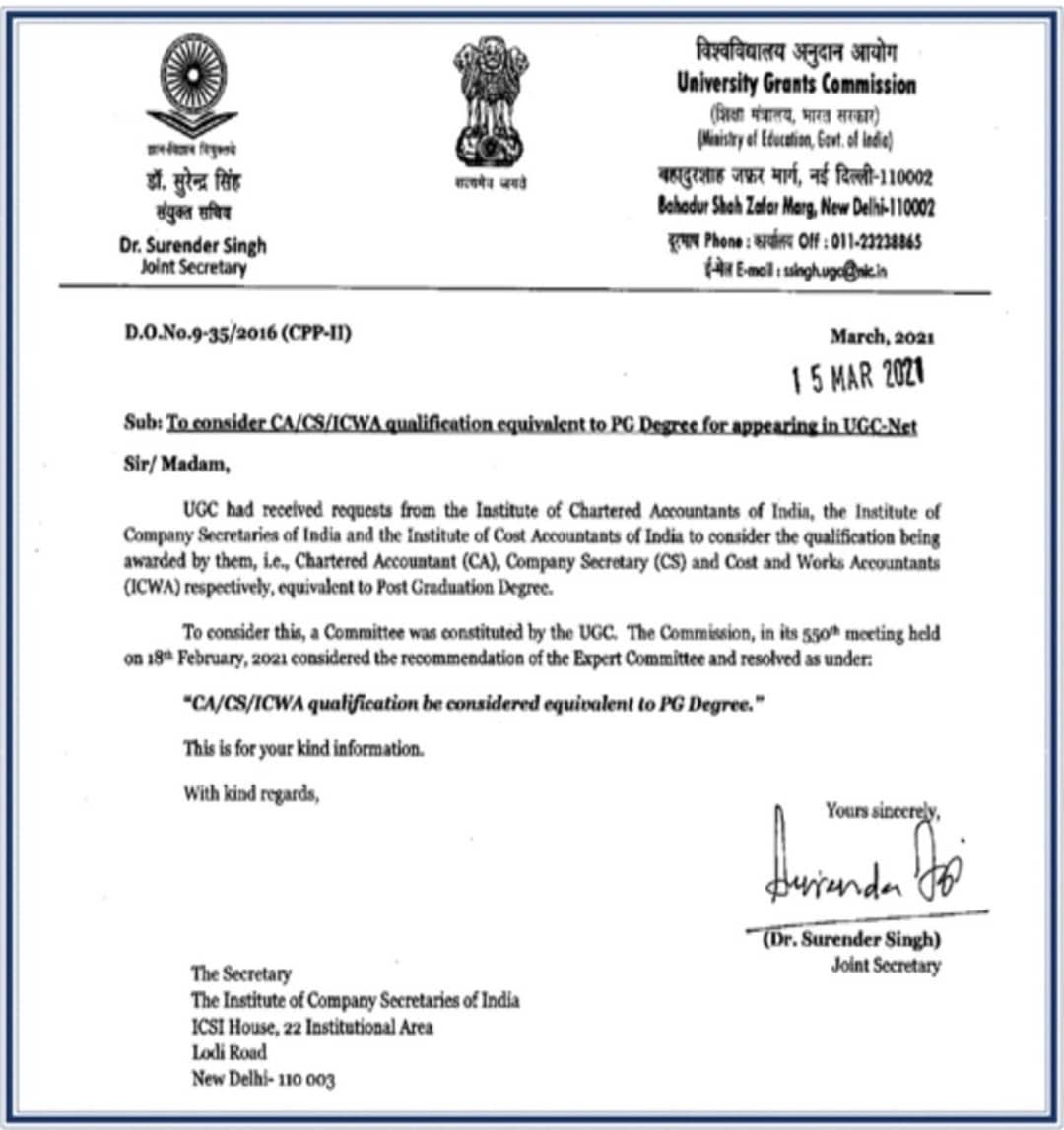 igpclasses's tweet photo. #Attention Students
To consider #CA / #CS #ICWA Qualification equivalent to PG Degree for appearing in #UGC - Net
https://t.co/i4AsRr0LMa
#icsinews #icsiupdates #icsiannouncement #icsi #companysecretary #caashishkalra #igpclassesca #igpinstitute #igp #icsidegree #icsistudents https://t.co/YZZbwmXBG8