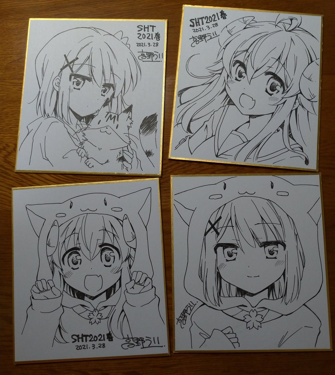 週末のイベント用に色紙描き描き
クジの景品の一部にする予定ですー 