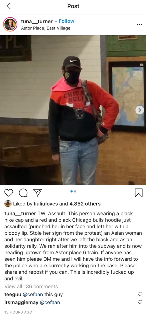 siushi's tweet photo. an asian mother was punched… in front of her young daughter… on their way from an black &amp; asian solidarity rally in #NYC. if this doesn’t make your blood boil, you are part of the problem. 

thanks @tuna__turner who reported it 
#EnoughIsEnough #StopAsianHate #StandForAsians https://t.co/46MJEvkg2B