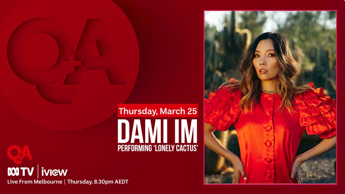 ABCmusic's tweet photo. Make sure you tune into @QandA this Thursday (March 25) to catch @damiandmusic performing her tune 'Lonely Cactus' live from the Melbourne studio 🐉🐉🐉 https://t.co/vrk7A42q2W