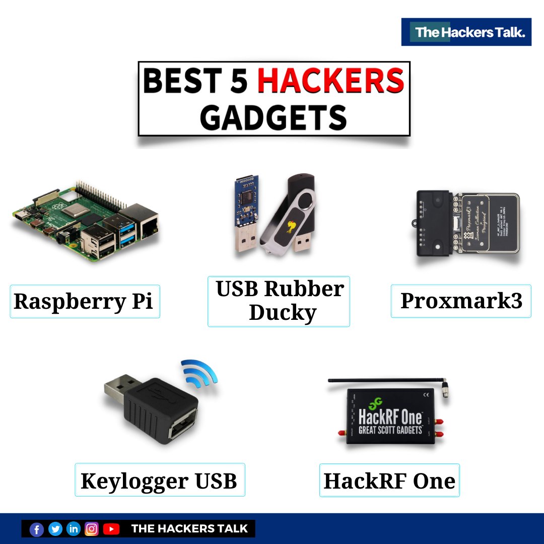 The Hackers Talk on X: Follow @thehackerstalk for Hacking-related content.  Best 5 Gadgets for Hackers #hacker #hacking #pentesting #cybersecurity #hack  #kalilinux #technology #ethicalhacker #programming #infosec #cybercrime  #programmer #malware