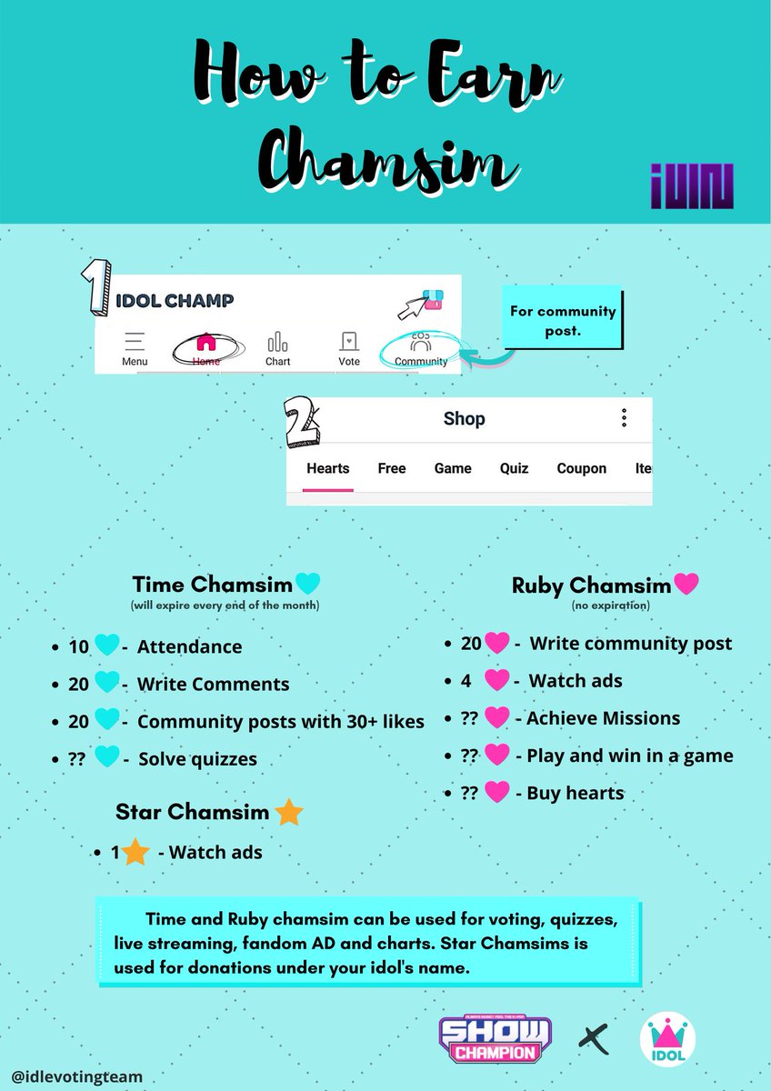 IDOL CHAMP TUTORIAL-  chamsims - expires every end of the month.-  chamsims - never expires. #GIDLE  #여자아이들  @G_I_DLE