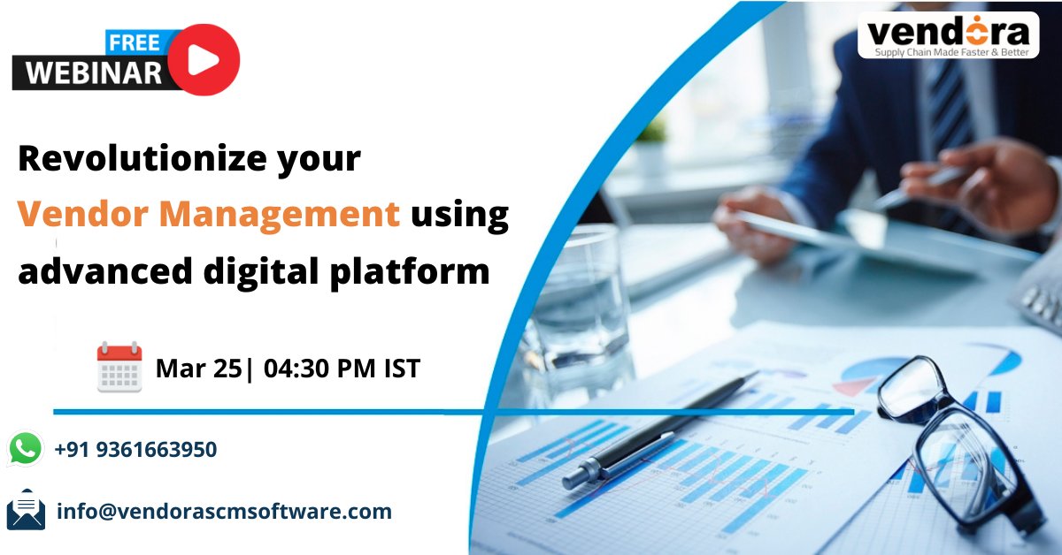 Vendorascm's tweet image. Free #Webinar on "Revolutionize your #VendorManagement using advanced digital platform" from #Vendora. Interactive Q &amp;amp; A Session. Join our webinar now.

Register now @ bit.ly/3cLIc7p

#VendorManagementTool #SuppliermanagementTool #procurementmanagementsoftware