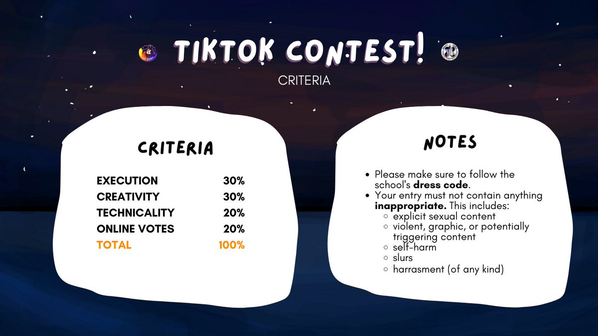AC_EVC's tweet photo. Hello again, voyagers👋

ESports is not the only thing we've got in store for you😏

We're bringing back the Tiktok Competition!🤩 This time around, we have two😯 categories: individual👩 and group👯.

Check the pics below for more details!👇

#RaceToPolarisPt2 💫 https://t.co/4EgW7ZFlzY