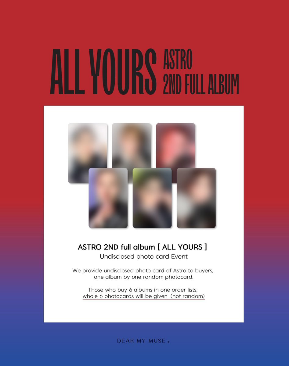 Dear my muse  1 random pc out of 6 per album  if you buy 6 under the same order, a whole set of 6 will be given   https://bit.ly/3f6eFb4 