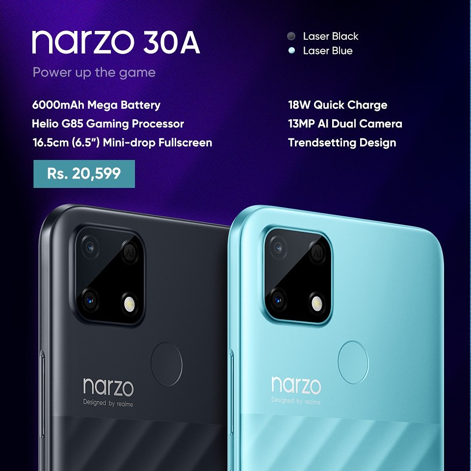 pakistan_realme's tweet photo. Missed the first sale? Don't worry we have you covered with a restock of #realmeNarzo30A (4+64GB) with Helio G85 Gaming Processor #UnlockMegaPower Happening soon. Which of these features caught your eye? #realme #DareToLeap https://t.co/0MTrr2QN3R