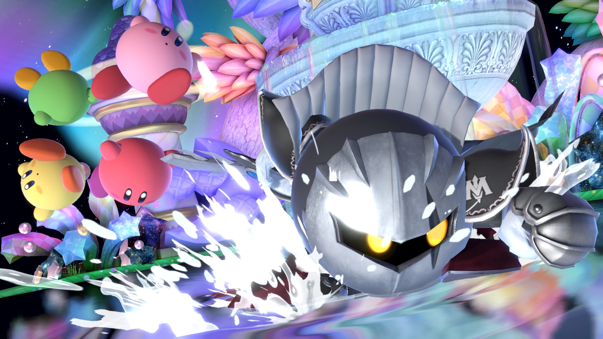 Twitter 上的 桜井 政博 Masahiro Sakurai 04年のきょう 星のカービィ 鏡の大迷宮 Kirby The Amazing Mirror 発売 カービィを4つに割ったのはダークメタナイトですが スマブラspにおいては8pカラーでダークメタナイト風装飾が楽しめます スマブラsp