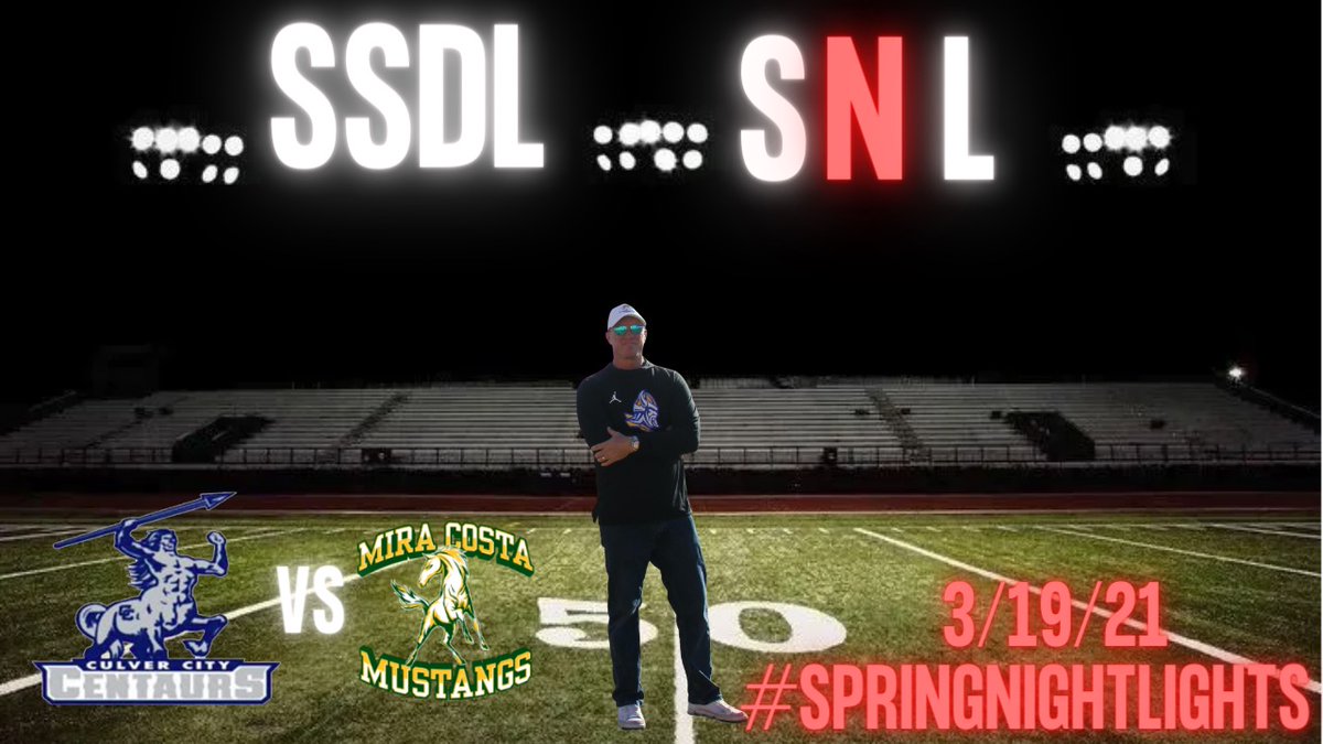 SportsStoriesDL's tweet photo. #SSDL SNL (#SpringNightLights)
Covering the unique @CIFSS Spring HS FB Season.
Episode 2 (March 19):
@CulverCityFB vs. @CostaFootball
Featuring: @Culvercity311 @CulverCityHS @citymb @MiraCostaAlumni @MiraCostaHigh
Watch: https://t.co/vvcQOdMU0k “SSDL SNL” https://t.co/Tsxf54dBIs