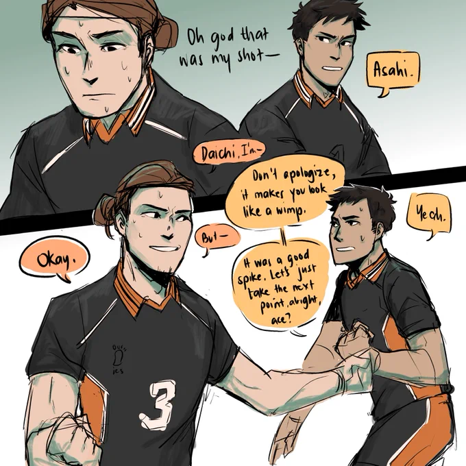 being best friends give you privilege in the insults department, because you know each other too well #haikyuu #daichi #asahiazumane 