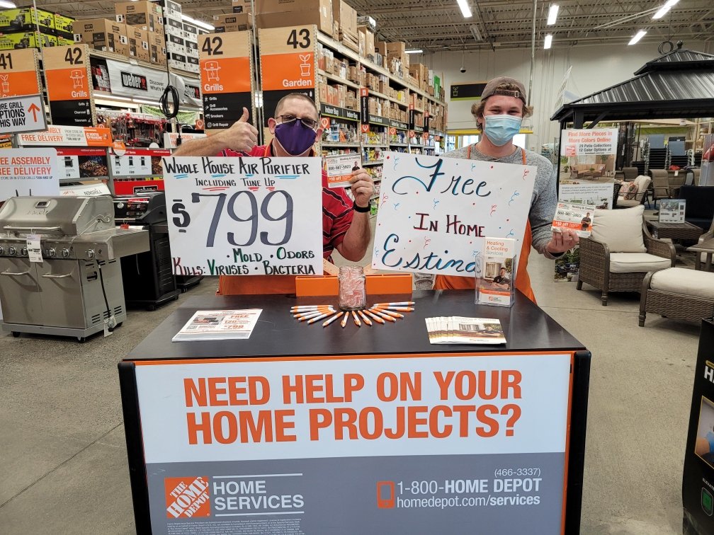 Kelly_THD4645's tweet photo. Chuck and Andrew taking advantage of this busy weekend by driving leads at 4645!  #heidihvacchallenge #hvacspringpromo @jsh_thd @witman68 @kmn293 https://t.co/5fKJVA5O1F