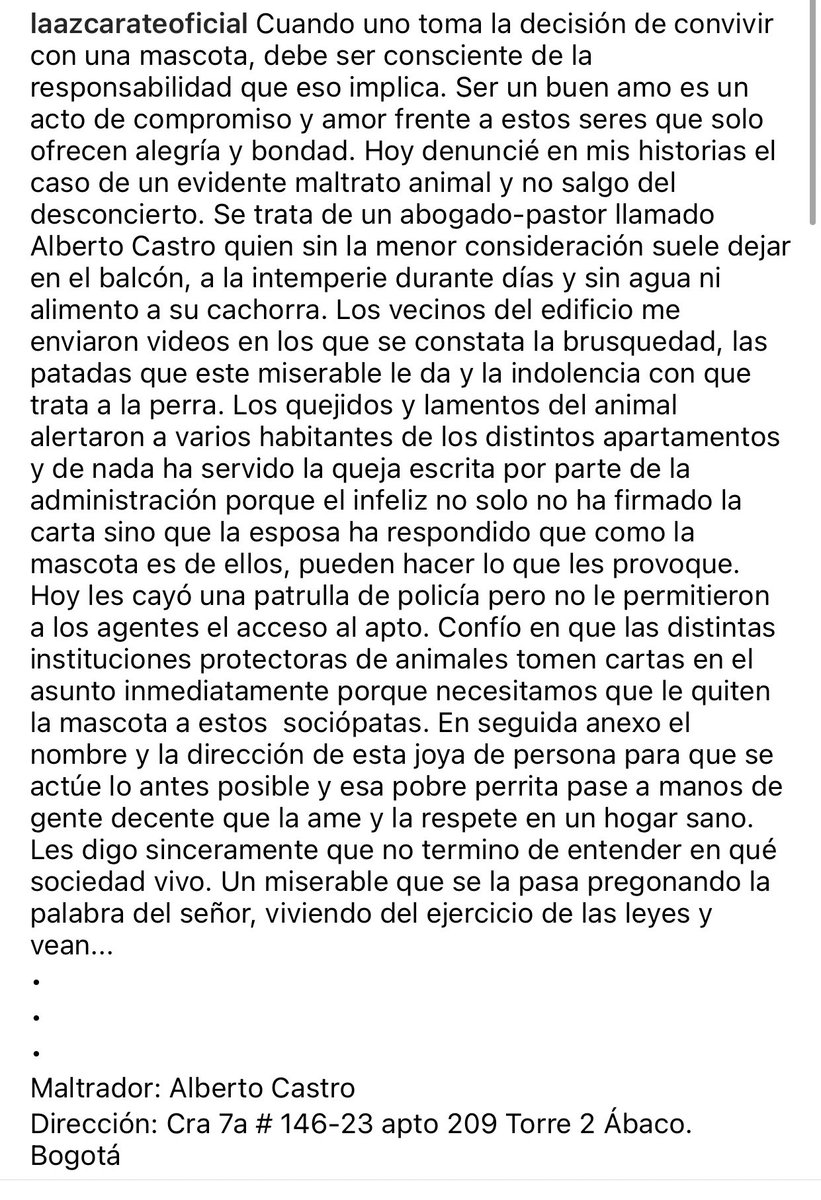 Alguien por favor retire este pobre animalito de las manos del pastor Alberto Castro. #AlbertoCastro <a href="/PoliciaBogota/">Policía Metropolitana de Bogotá</a>  <a href="/AnimalesBOG/">Protección Animal Bogotá</a>