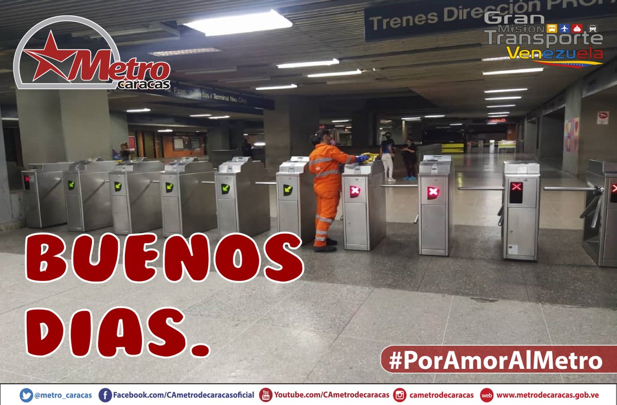 metro_caracas's tweet photo. Desde el #MetroDeCaracas les deseamos muy buenos días y feliz #Lunes. Nuestros trabajadores y trabajadoras unidos con conciencia, disciplina y trabajo en equipo, laboran sin descanso para brindar un servicio óptimo a nuestro pueblo usuario

#PorAmorAlMetro❤️🚇 https://t.co/OGDoN99NoS