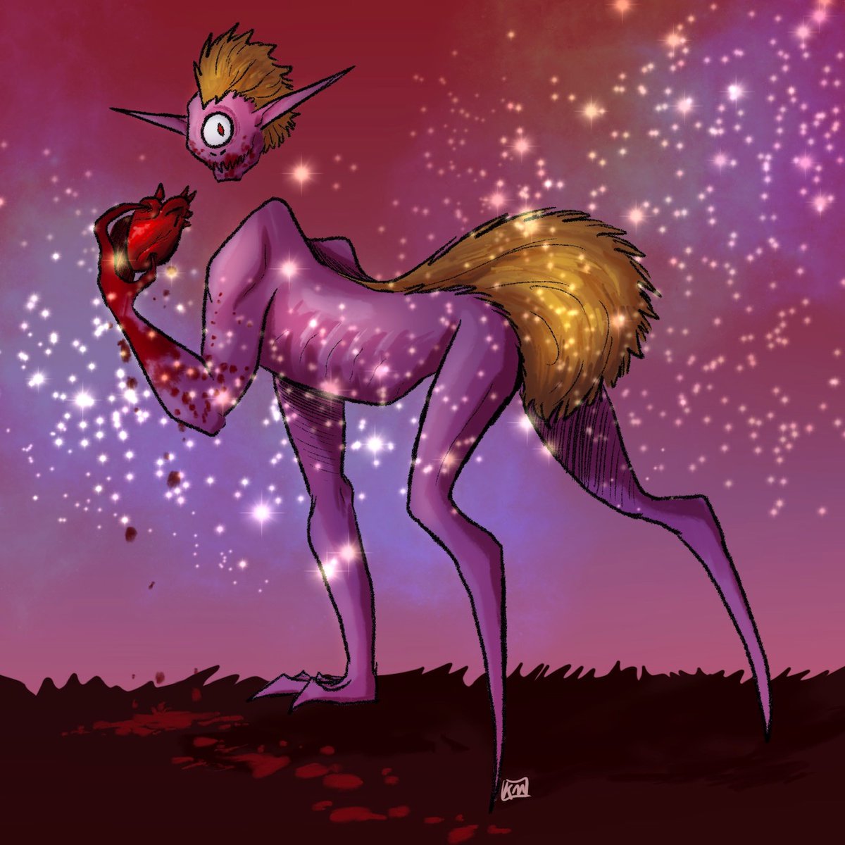 PixyireDigital's tweet photo. I participated in the #dicecreatures challenge and I created this! An evil pink boy whom I love #drawwithjazza #jazza #evil #drawing #digitalart #sparkle #demon #originalcharacter https://t.co/2JIXe4r8bO