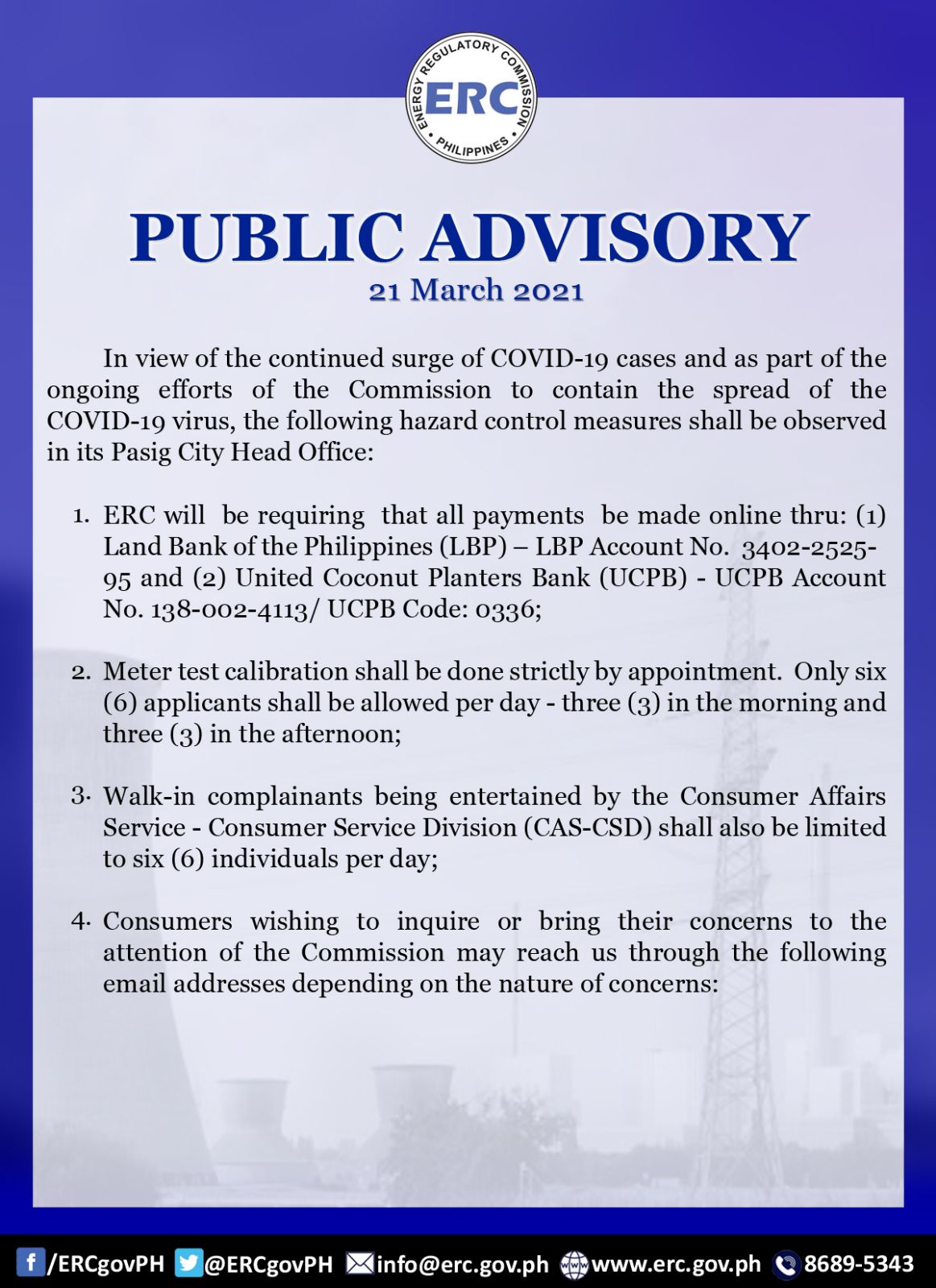 Energy Regulatory Commission Erc Public Advisory 21 March 21 T Co D3uea5axxf Twitter