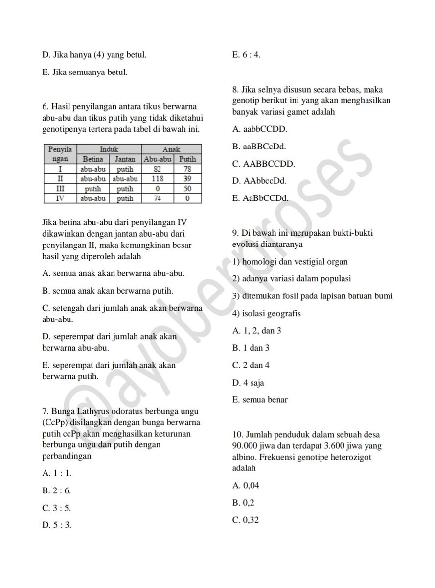 ayoberproses's tweet photo. Selamat hari Senin! Semangat yaa belajarnya!!
Ini aku share soal Biologi nih
-
-
15 Soal Biologi https://t.co/9sr8NilI8B