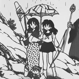mangakagome's tweet photo. tiny kagsan sharing an umbrella !! https://t.co/T74hSKIlru