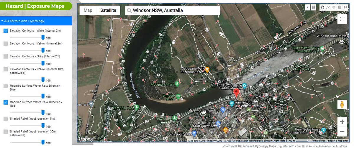 BigDataEarth's tweet photo. #NSWFloods

Low-lying flood-prone areas in #Windsor #NorthRichmond along the #Hawkesbury River, NW #Sydney

- Terrain &amp; Hydrology Tiled Web Maps: 
https://t.co/zOJpmMxpMt
- DEM source: Geoscience Australia

@NSWSES @ABCemergency #SydneyFloods https://t.co/UtKEel0sq5