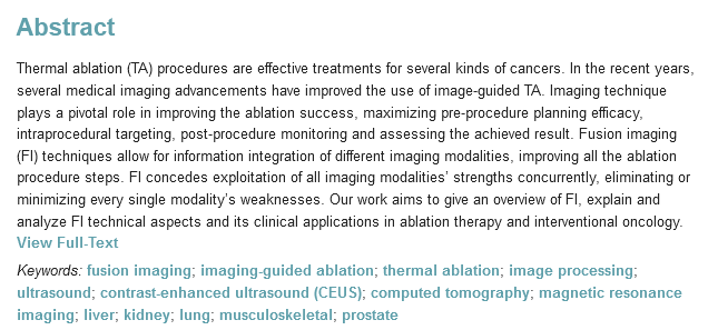 diagnostic_mdpi's tweet image. #mdpidiagnostics Role of #FusionImaging in Image-Guided Thermal Ablations @LaStatale 🙌mdpi.com/2075-4418/11/3…
