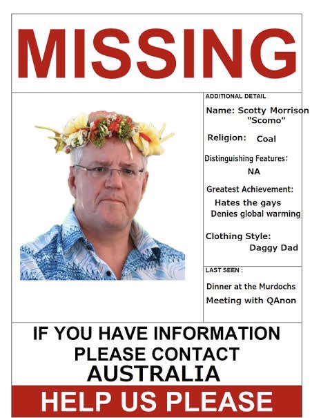 RendleRachael's tweet photo. @PRGuy17 @LesStonehouse Maybe we need to hang up some posters again #FindingScomo #ScottyDoesNothing https://t.co/1kaqAEg9Mz