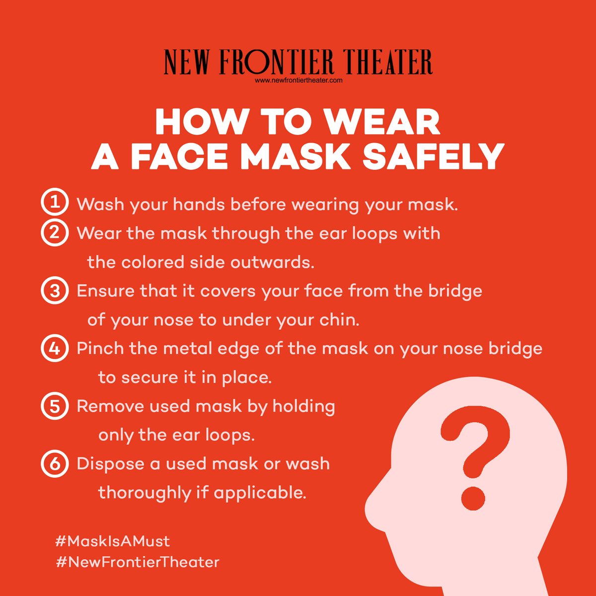 NewFrontierPh's tweet photo. It's another manic Monday! Reminding everyone to please wear your mask and face shield at all times when going out 😷
Stay safe! 💗
#NewFrontierTheater #MaskIsAMust https://t.co/8F3PODIlwp
